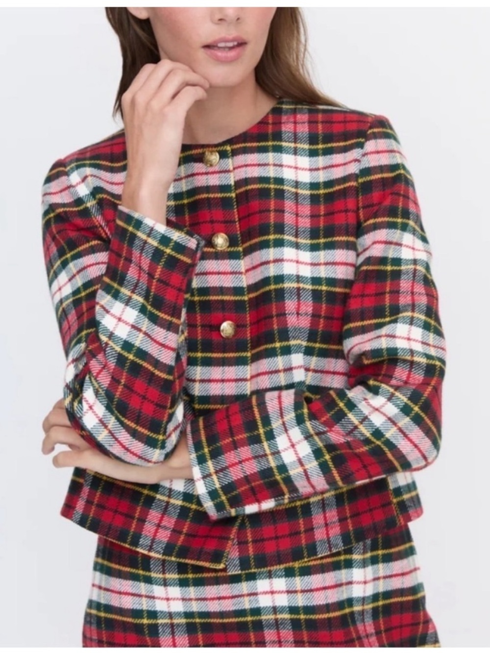 Hill House Home The Virginia Jacket Plaid Blazer Red White Size L